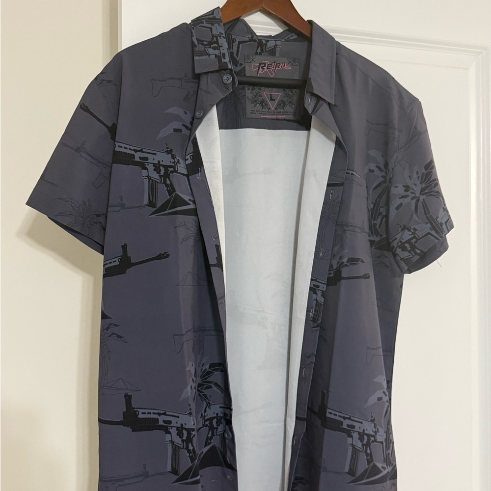 Retro Rifle Scar Rifle Tactical collared button up tee
